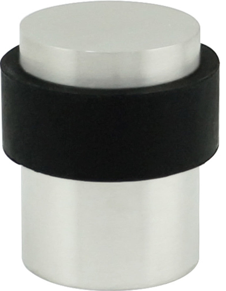 Cylindrical Shape Door Stop, Floor Mount, Satin Stainless Steel