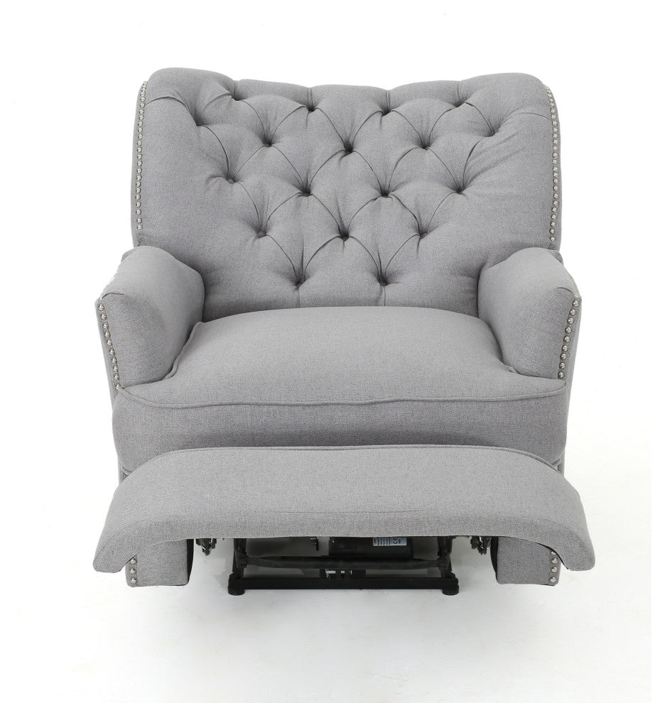 GDF Studio Palermo Tufted Fabric Power Recliner Chair, Light Gray