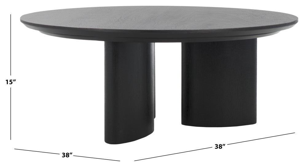 Safavieh Couture Barnard Round Wood Coffee Table, Black
