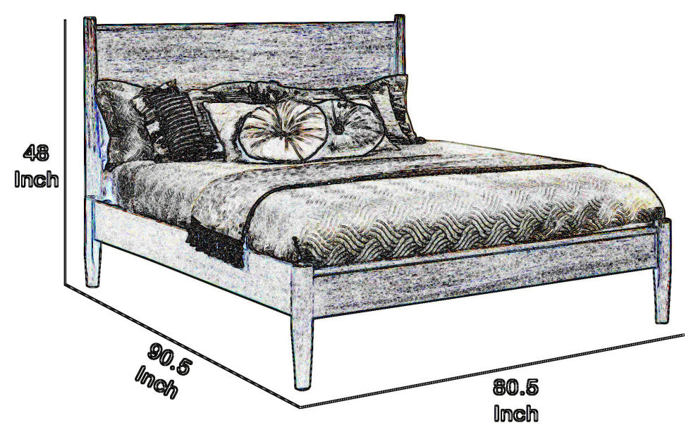 Benzara BM217643 Wooden California King Size Bed With Panel Headboard, Gray