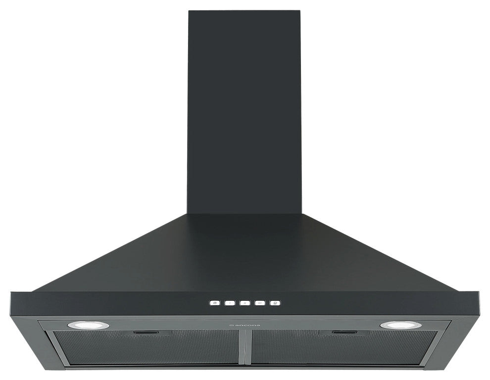 Ancona 30" Convertible Wall-Mounted Pyramid Range Hood, Black
