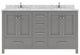 Caroline Avenue 60" Double Bath Vanity With Cultured Marble Quartz Top, Gray