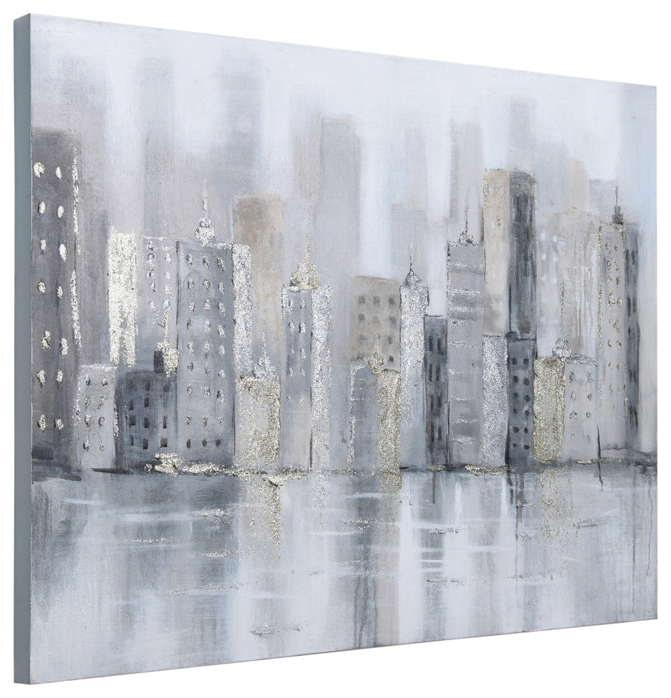 Foggy City Textured Metallic Hand Painted Wall Art by Martin Edwards