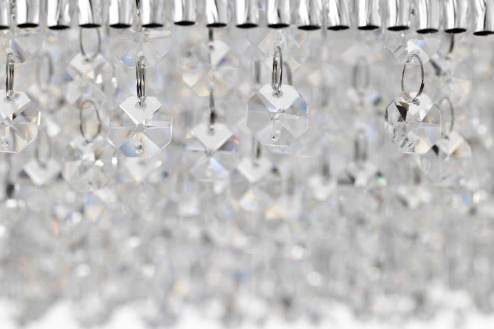 22 in. 5-Light Chrome Tubes Drum Shade Chandelier With Hanging Crystals