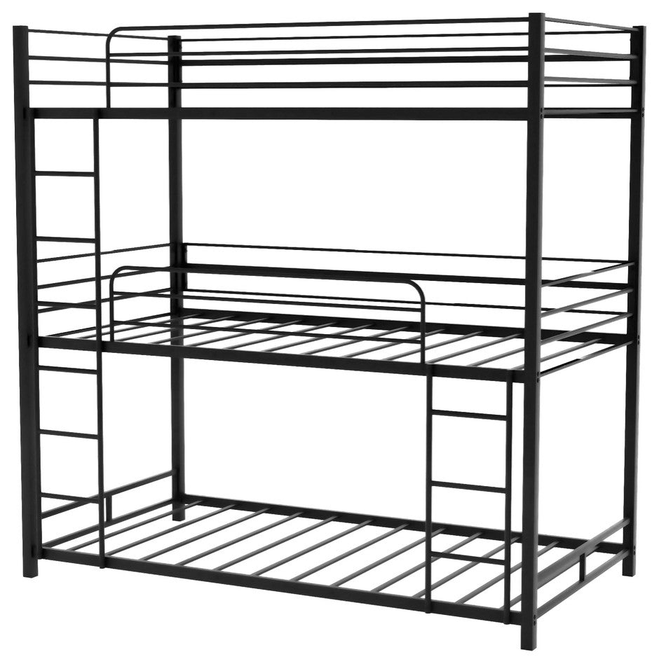 Black Twin Over Twin Over Twin Traditional Bunk Bed