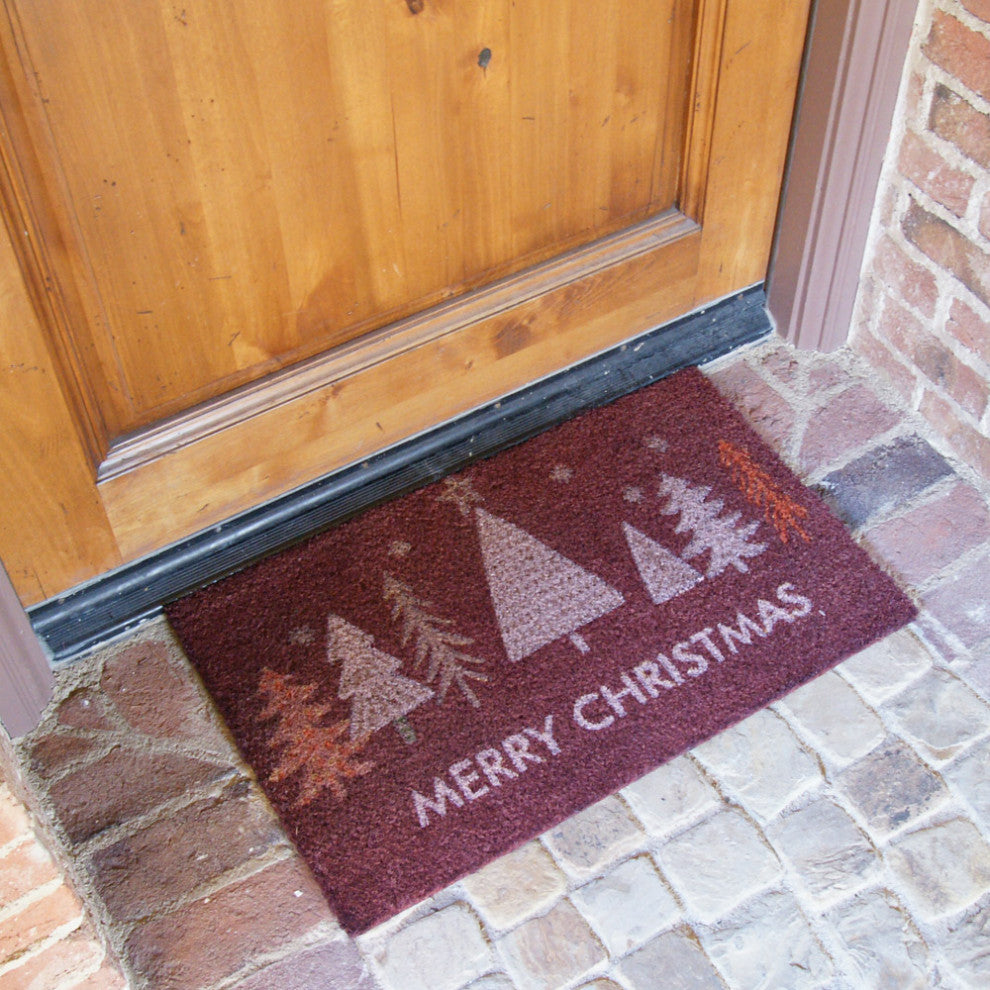 Rubber-Cal "Oh, Christmas Tree!" Red Christmas Welcome Mat 15mm X 18" X 30"