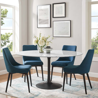 Black White Lippa 60" Round Artificial Marble Dining Table