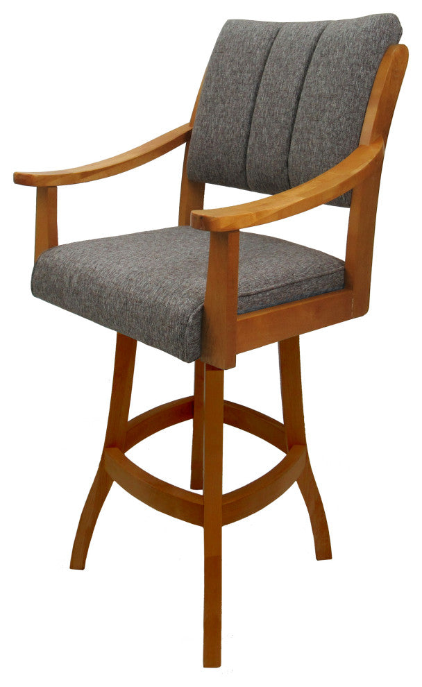 Swivel Counter Wood Bar Stool Casa on S-Base, Mojave Grey - Honey, 30"