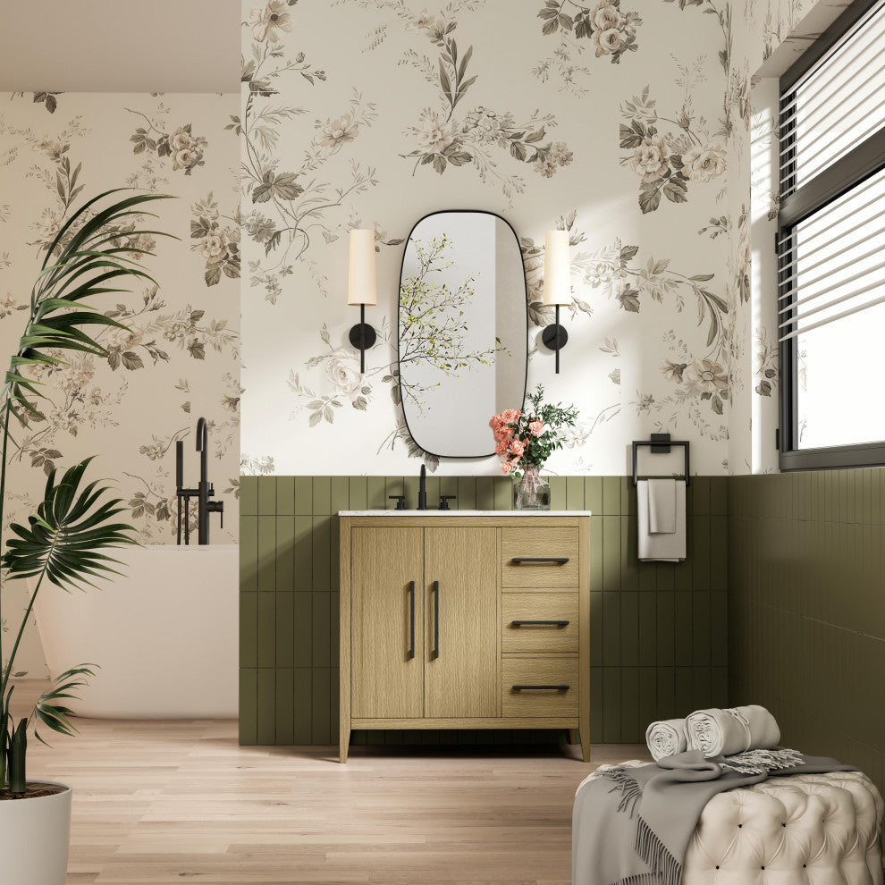 Home Living 36" Single Bathroom Vanity, Honey Brown