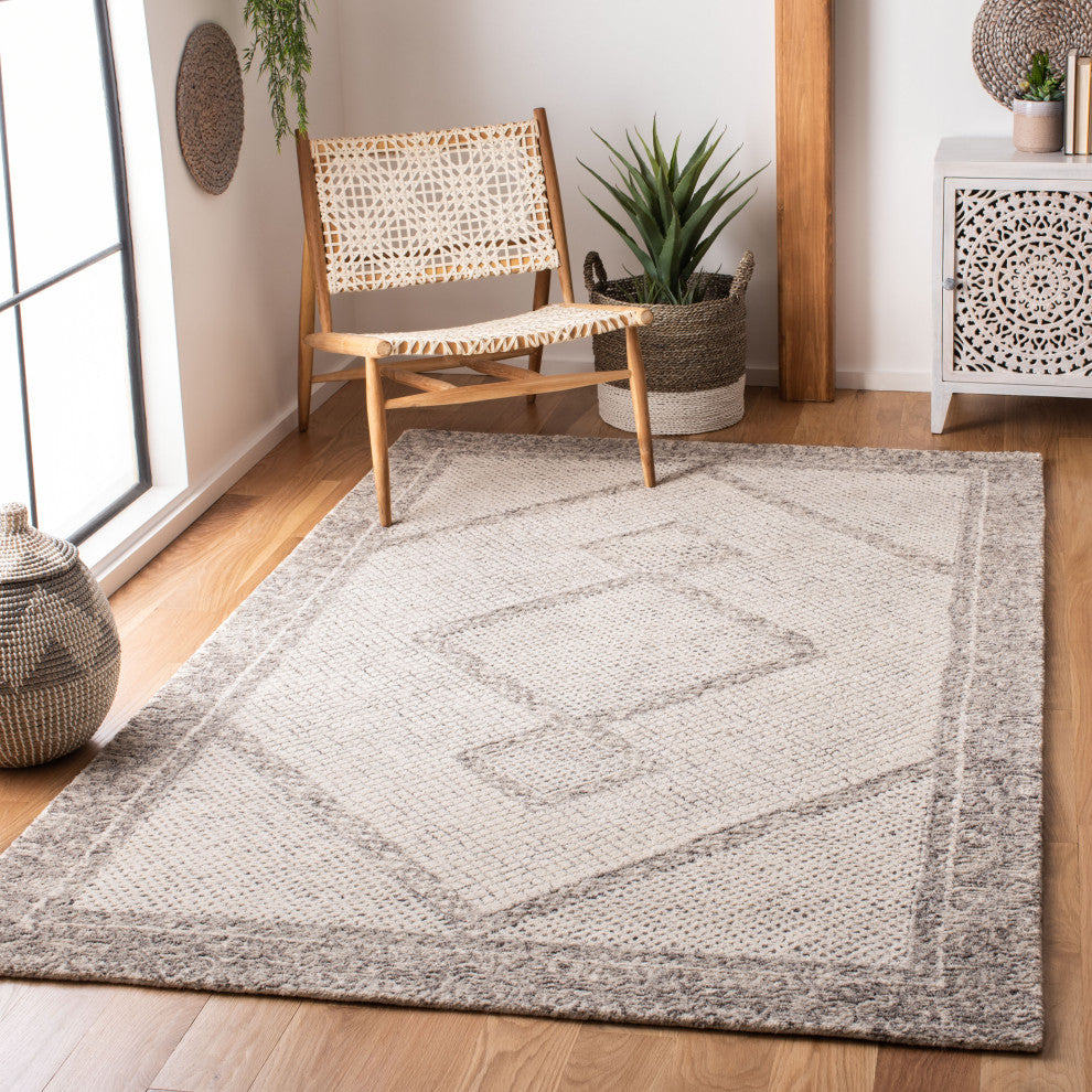 Safavieh Couture Abstract Collection, ABT345 Rug, Ivory/Grey, 3'x5'
