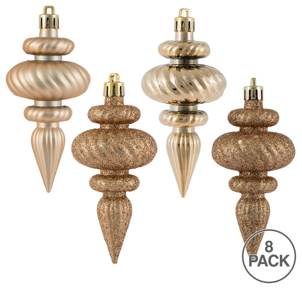 Vickerman N500080 4" Cafe Latte 4-Finish Finial Ornament, 8 Per Box