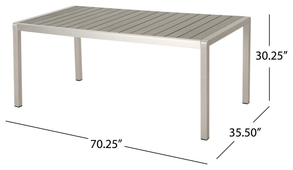 GDF Studio 7-Piece Outdoor Dining Set With Chairs & Table, Gray/Black/Silver