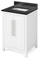 Cade Transitional 24" White Bathroom Vanity, Black Granite Vanity Top