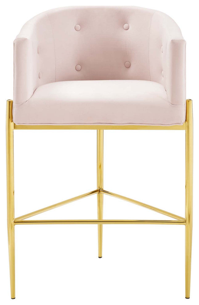 Savour Tufted Performance Velvet Bar Stool Pink