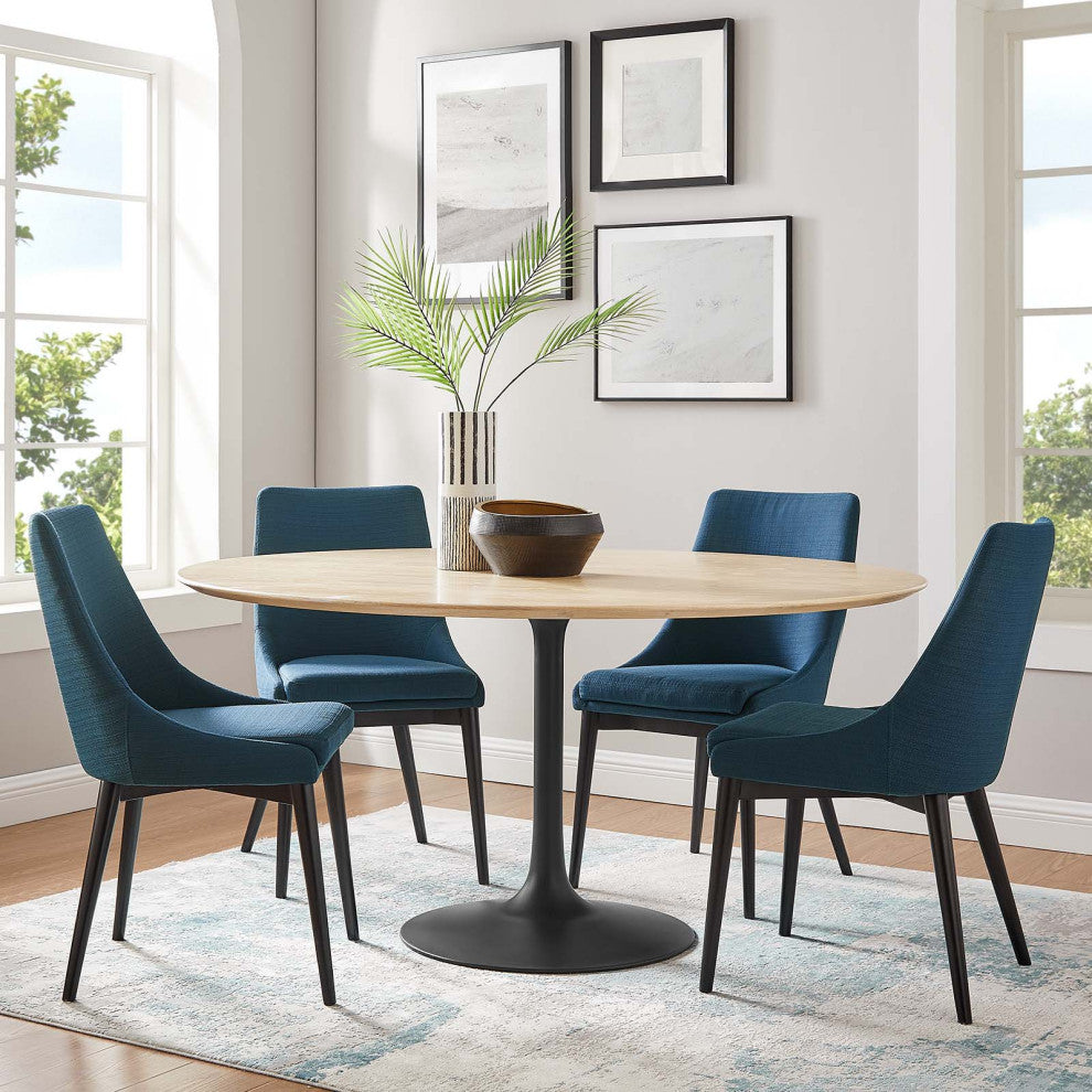 Lippa 60" Wood Dining Table, Black Natural