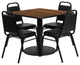Dyersburg 5pcs Table Set Square 36" Walnut Laminate, Black Banquet Chair