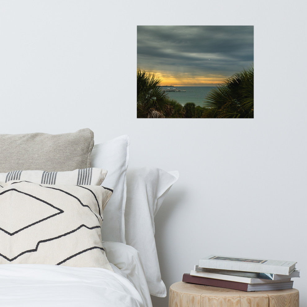 Cloudy Rainy Sunset De Soto Beach Unframed Landscape Photo Wall Art Print, 16" X 20"