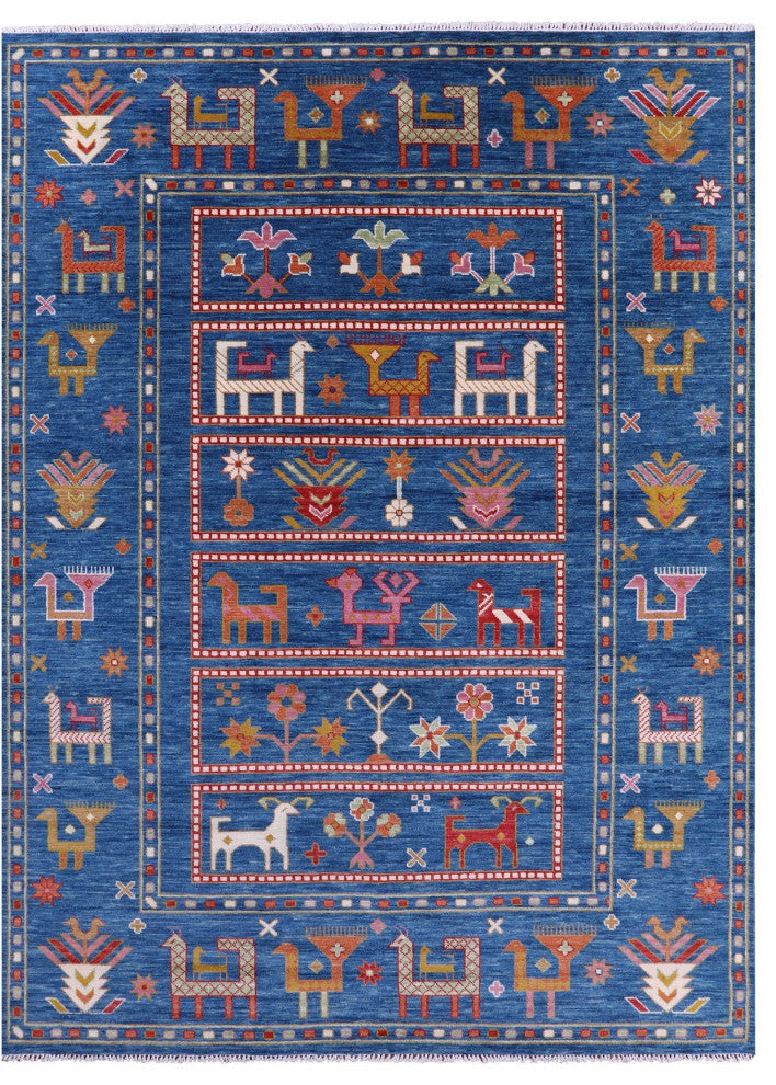 9' 1" X 12' 2" Persian Gabbeh Tribal Handmade Wool Rug - Q15840