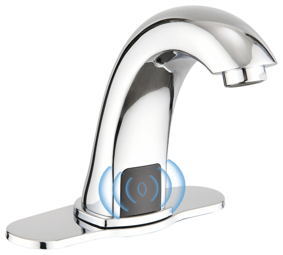 Touchless Bathroom Sink Faucet with Deck Plate Polished Chrome