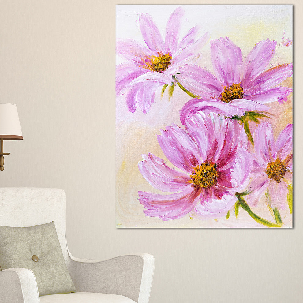 "Blooming Pink Cosmos Flowers" Canvas Print, 20"x40"