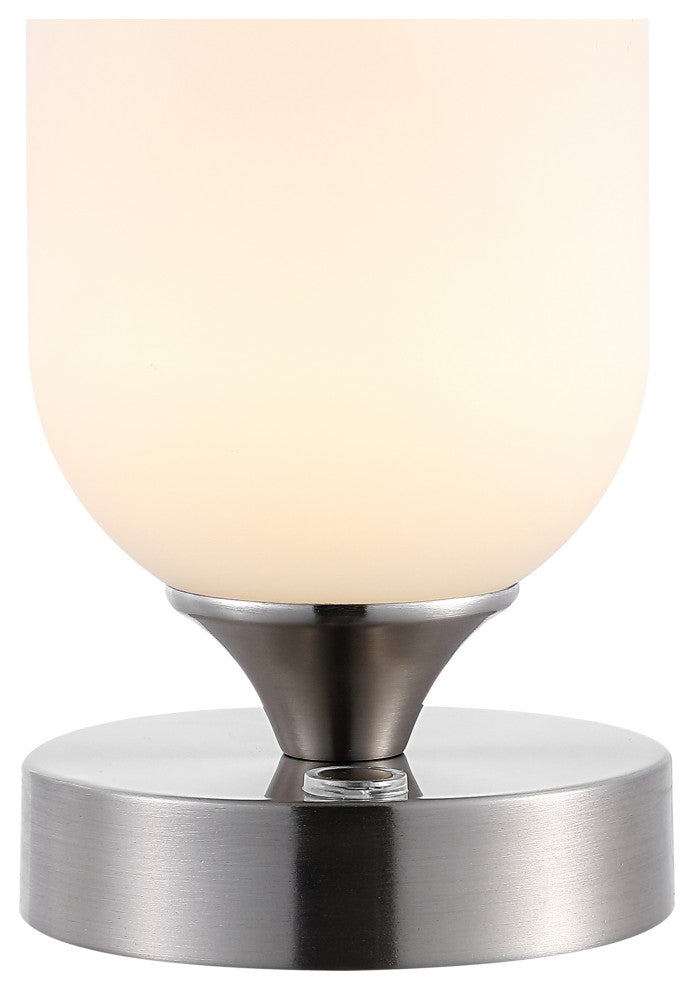 Eli 8" Bohemian Farmhouse Iron Rechargeable Integrated LED Table Lamp, Nickel