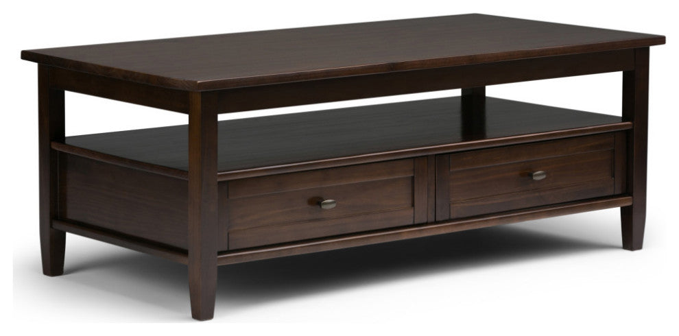 Warm Shaker SOLID WOOD Coffee Table, Dark Tobacco Brown