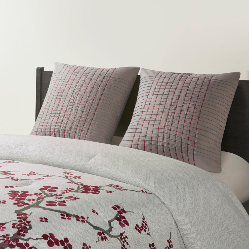 N Natori Sateen Printed Comforter Set, Queen