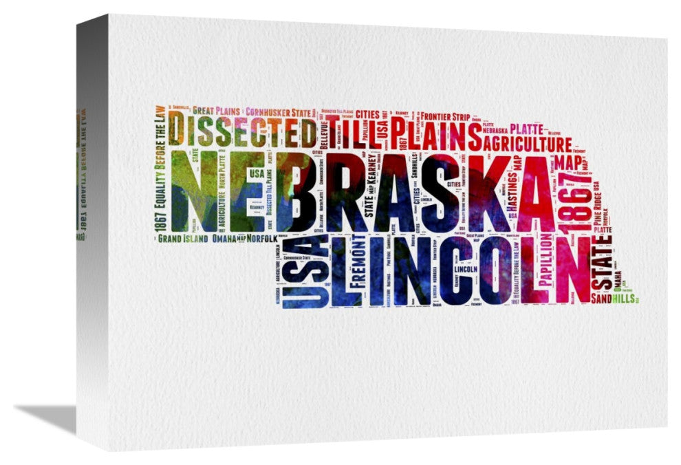 "Nebraska Watercolor Word Cloud" Fine Art Print