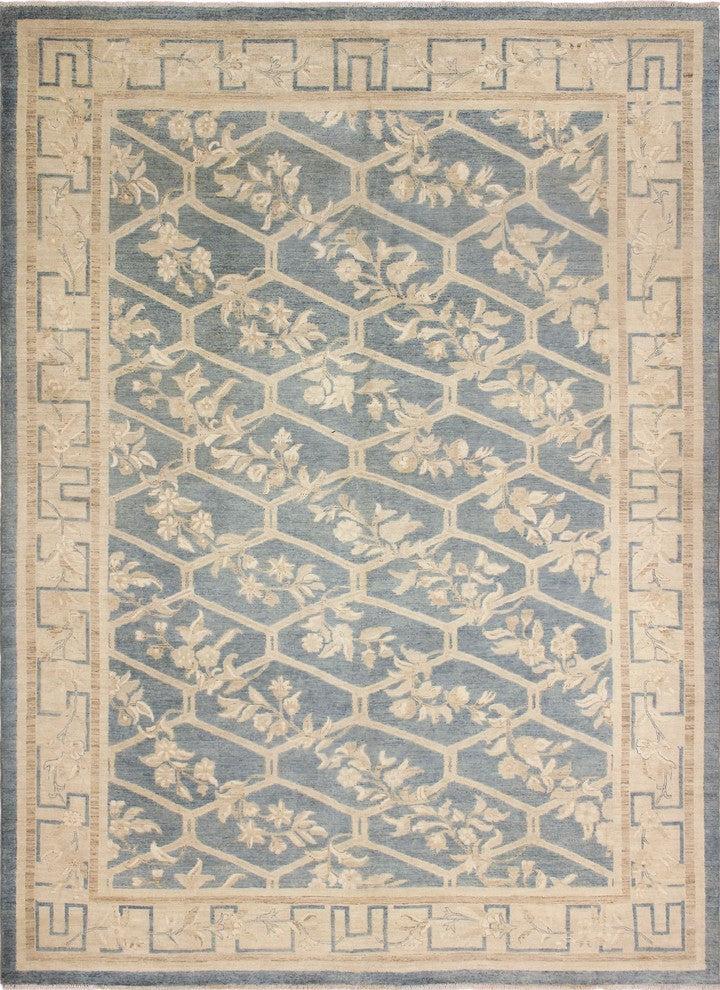 Peshawar Kulyan Light Blue/Beige Rug, 10'x13'8"