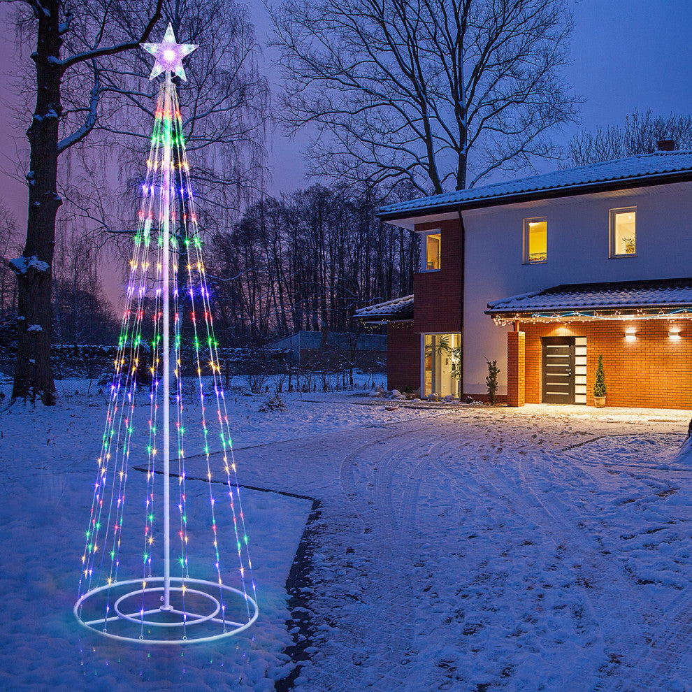 86"H Indoor Artificial Christmas Tree with Multi-Colored Lights and Star Topper