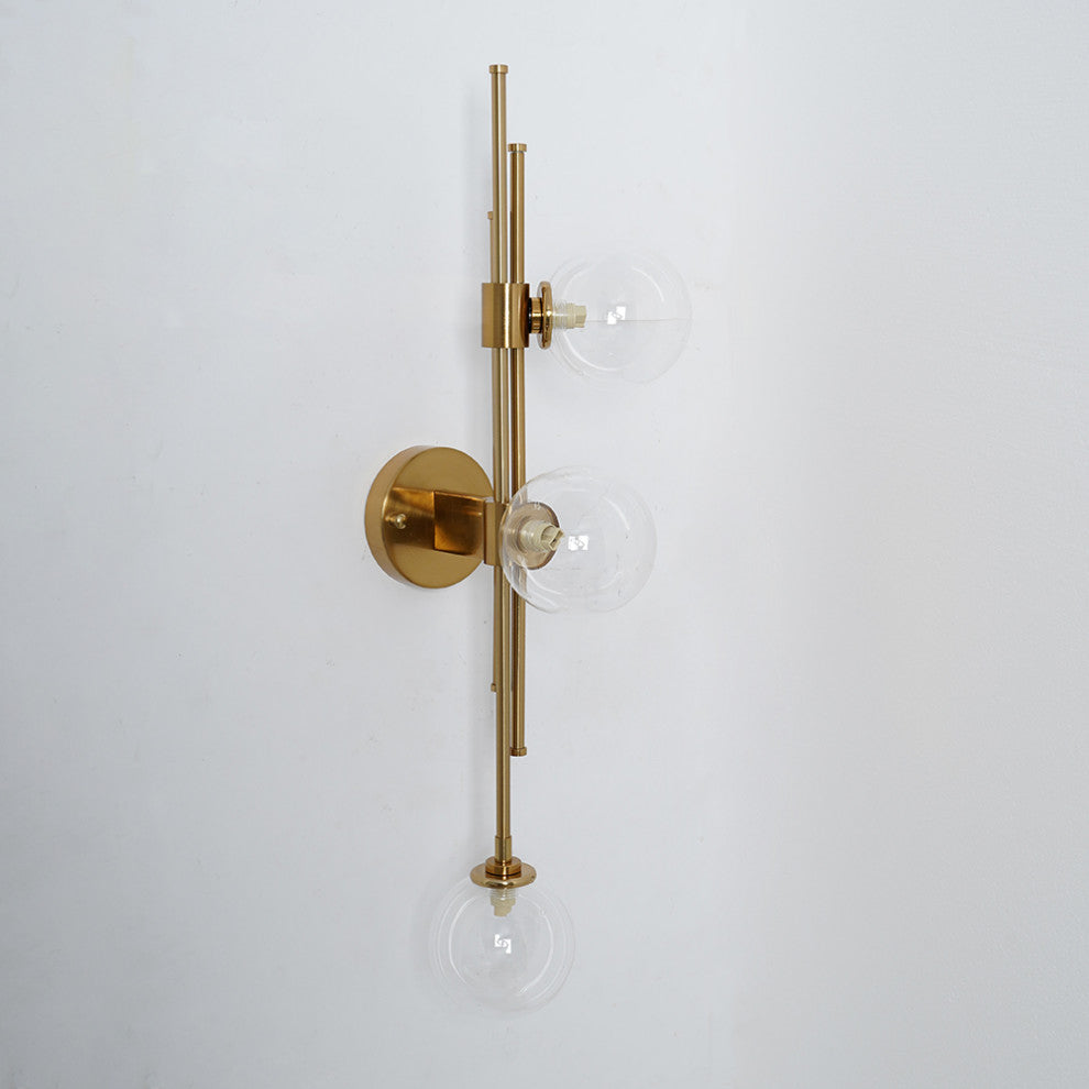 Modern Gold 3-Light Decorative Clear Glass Indoor Globe Wall Sconce