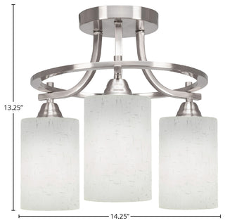 Paramount 3-Light Semi-Flush Light, Brushed Nickel, 4" White Muslin Glass