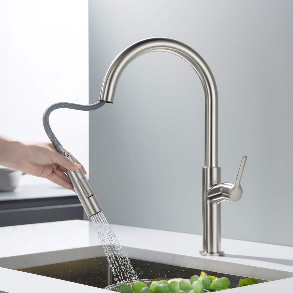 Fusion-T Single Handle Pull Down Sink Faucet With Soap Dispenser, Brushed Nickel