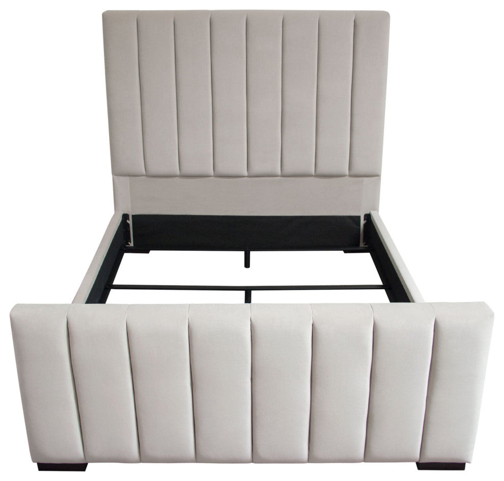 Venus Vertical Channel Tufted Eastern King Bed, Light Gray