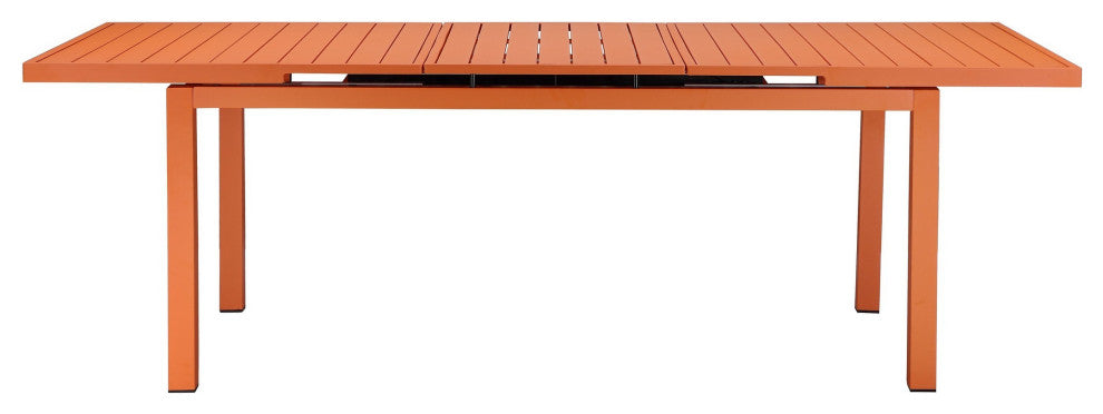 Benzara BM287738 Meta 95" Extendable Dining Table, Orange Aluminum Frame