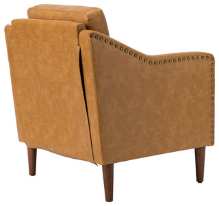 Vegan Leather Armchair With Sloped Arms, Camel