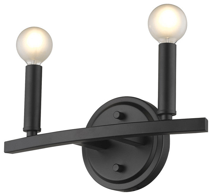 Two Light Matte Black Wall Sconce