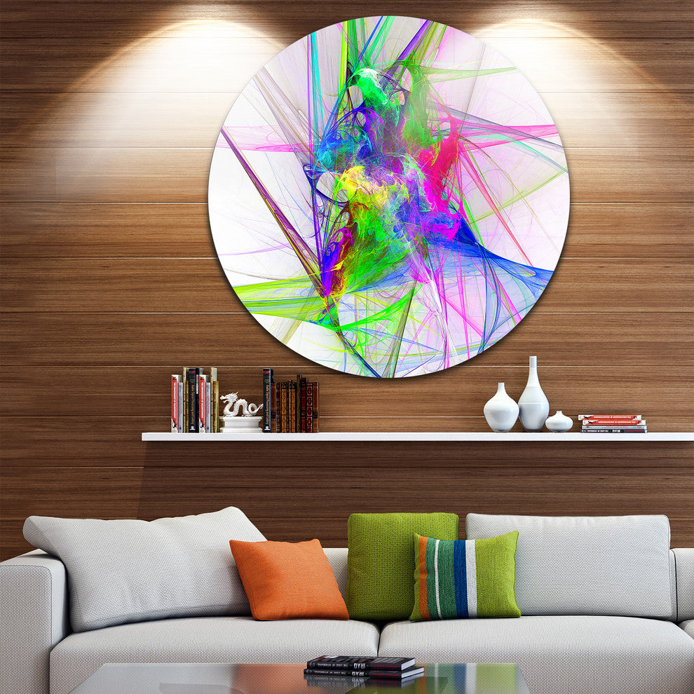 Glowing Ball Of Smoke, Abstract Digital Art Round Metal Wall Art, 23"