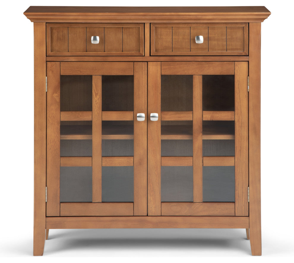 Solid Wood 36" Wide Entryway Hallway Storage Cabinet In Light Golden Brown