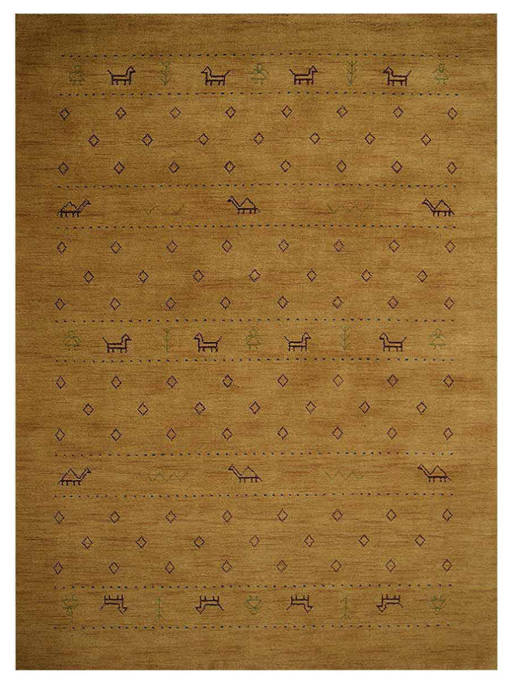 HAND KNOTTED LOOM WOOL ECO-FRIENDLY AREA RUGS - Rectangle, Gold, Contemporary