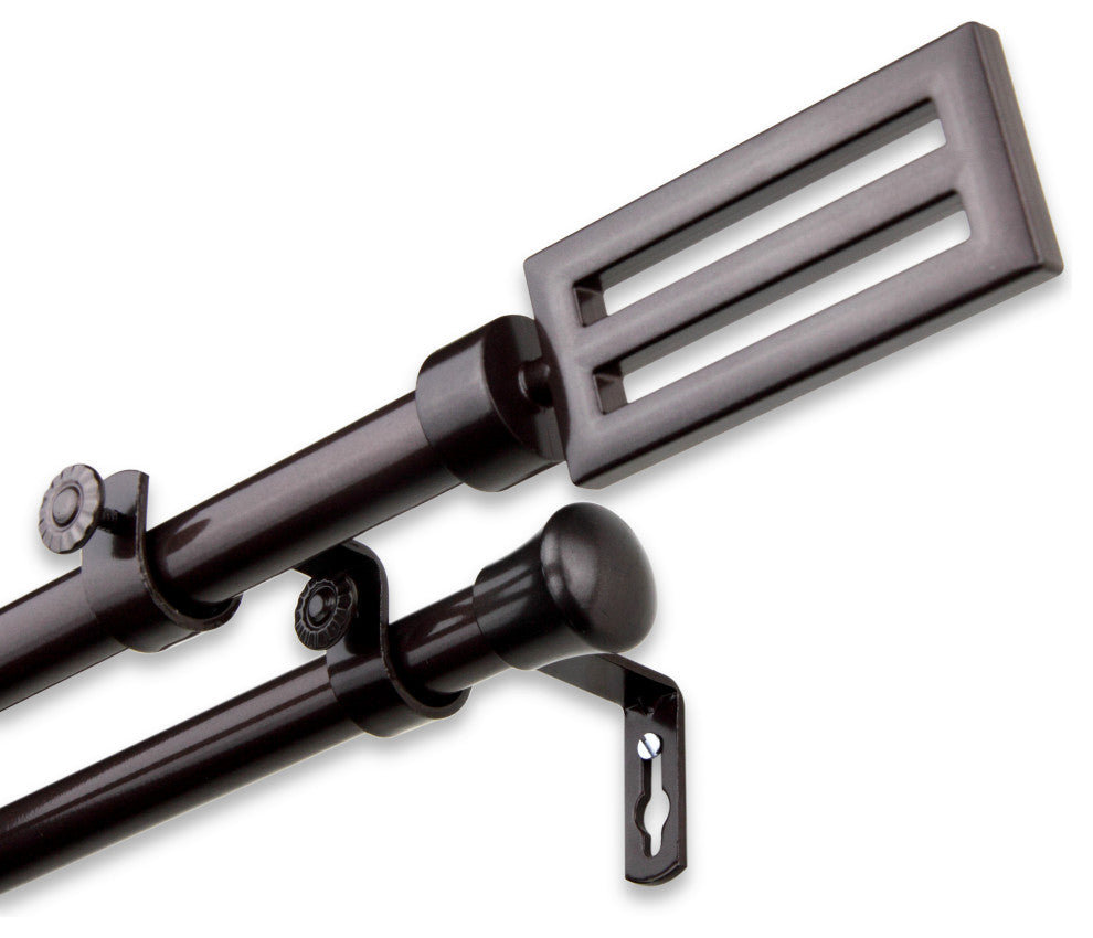 Mabel Double 13/16 inch dia. Curtain Rod, Cocoa, 28"-48"