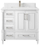 Aberdeen 36 Center Sink Bath Vanity in White 1.5" Empira Quartz
