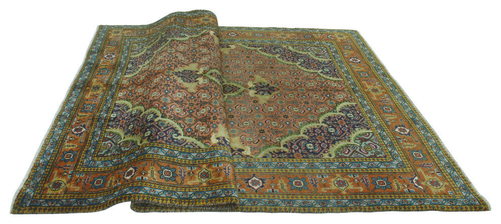 Fine Vintage Distressed Almer Rust/Navy Rug, 6'2x9'7