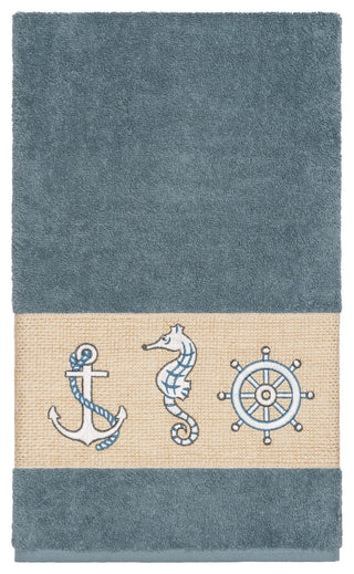 Linum Home Textiles Easton Embellished, Teal, Bath Towel, Single