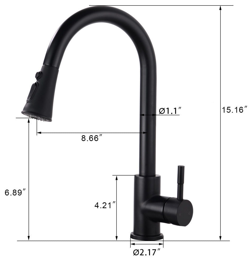 Pull Down Single Handle Kitchen Faucet, Matte Black