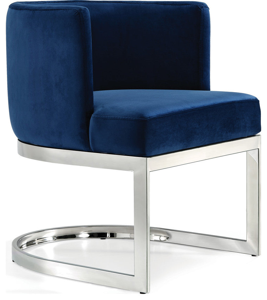 Gianna Velvet Dining Chair, Navy, Chrome Base