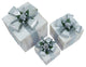 3-Piece Wooden Gift Box Christmas Decor with LED Lights, Silver