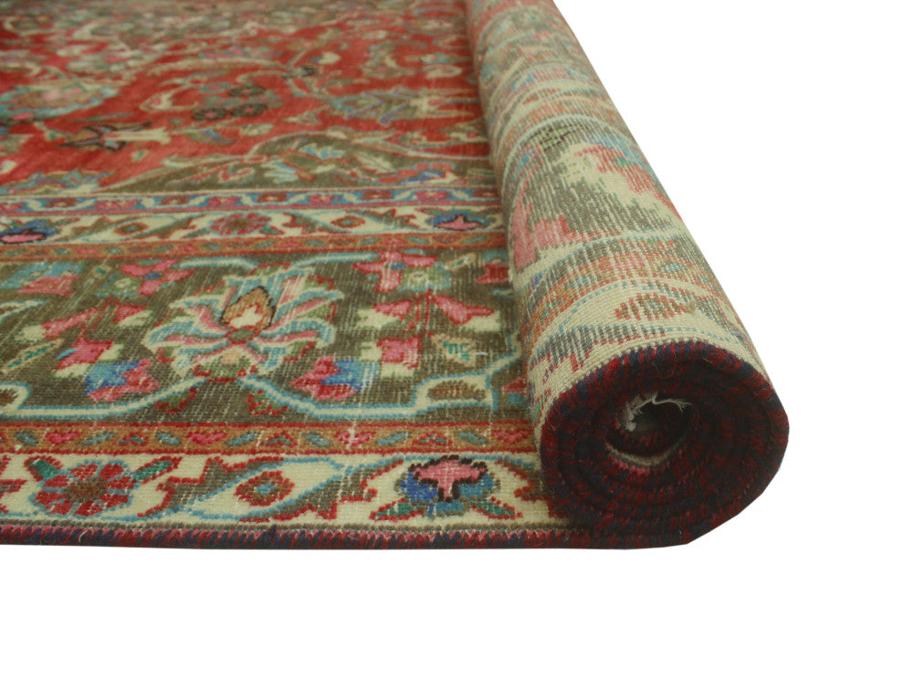 Vintage Distressed Markell Red Rug