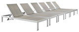 Shore Chaise Outdoor Patio Aluminum Set of 6 EEI-2479-SLV-GRY-SET