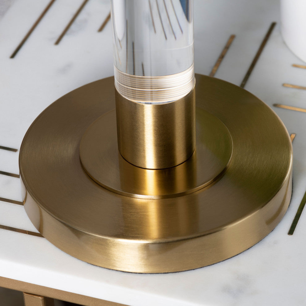 Winslet Metal Table Lamp with Nightlight with White Linen Shade